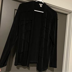 Chicos Black Ruffle Long Sleeve Cardigan